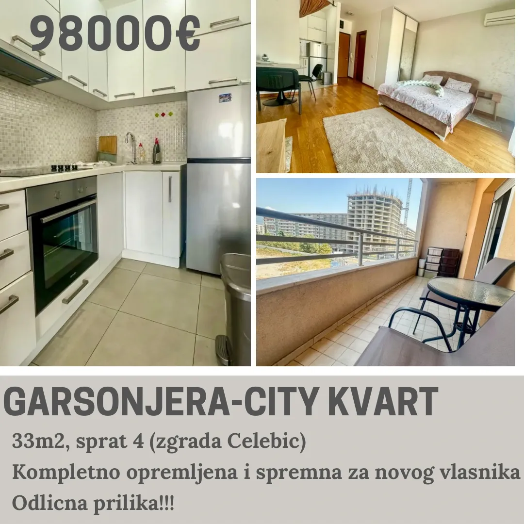 Sale, studio apartment, 33m², City Kvart, Podgorica