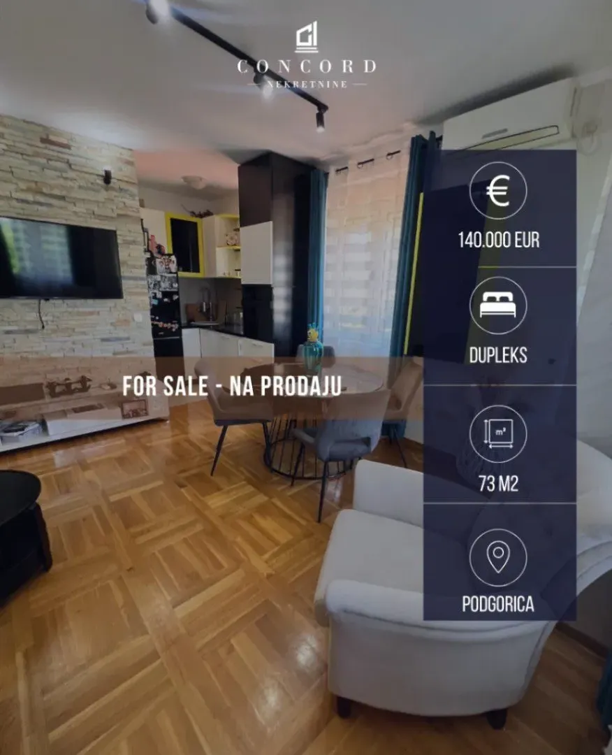Prodaja, dvosoban stan, 73m², Zabjelo, Podgorica