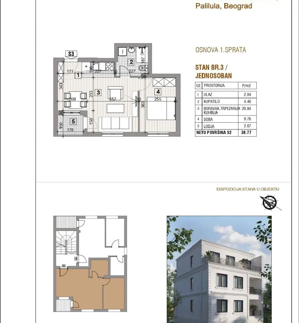 Sale, one bedroom apartment, 40m², Karaburma, Palilula Sve Podlokacije