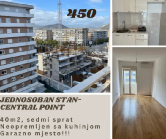 Izdavanje, jednosoban stan, 40m², Central Point, Podgorica
