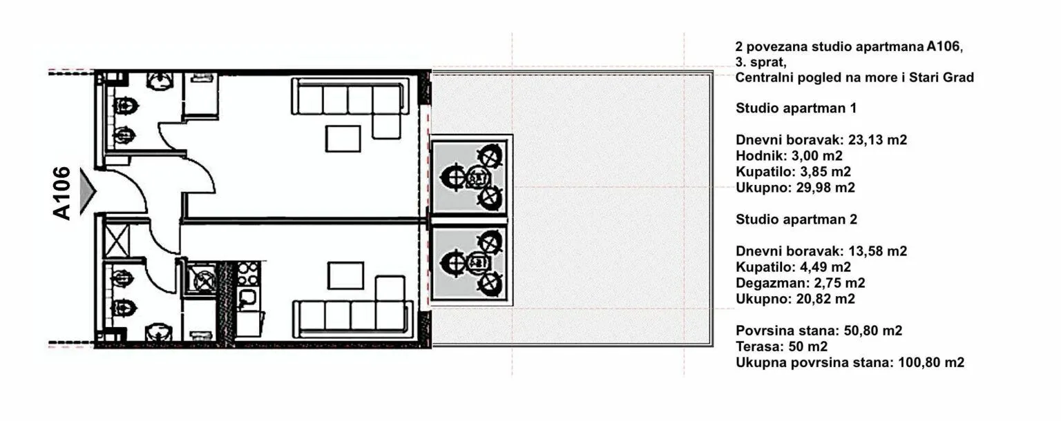 Sale, two bedroom apartment, 100m², Budva, Crna Gora