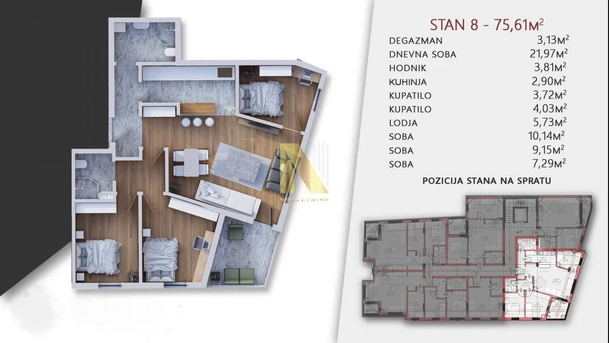 Prodaja, četvorosoban stan, 77m², Telep, Novi Sad Sve Podlokacije