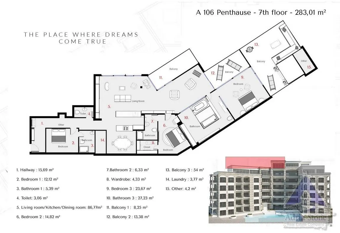 Sale, three bedroom apartment, 285m², Bečići, Budva