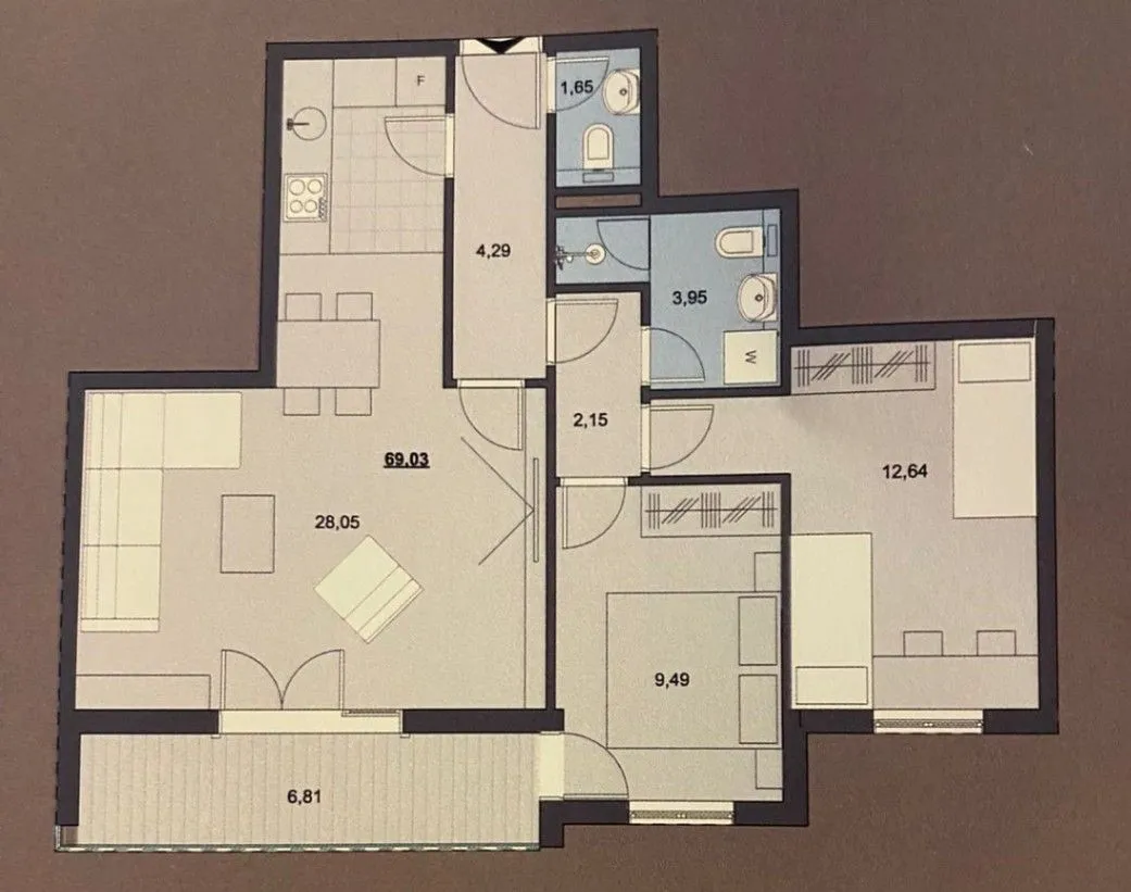 Prodaja, dvosoban stan, 69m², Tivat, Crna Gora