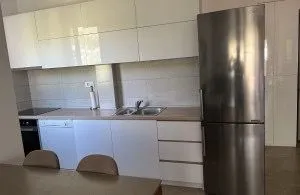 Moderna kuhinja sa bijelim elementima i frižiderom od inoxa. - image 5