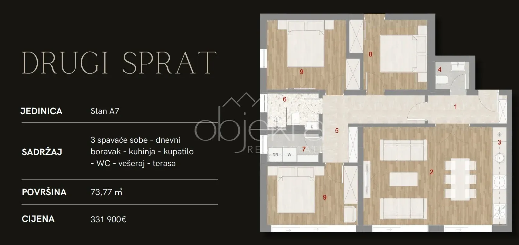 Prodaja, trosoban stan, 73m², Kotor, Crna Gora