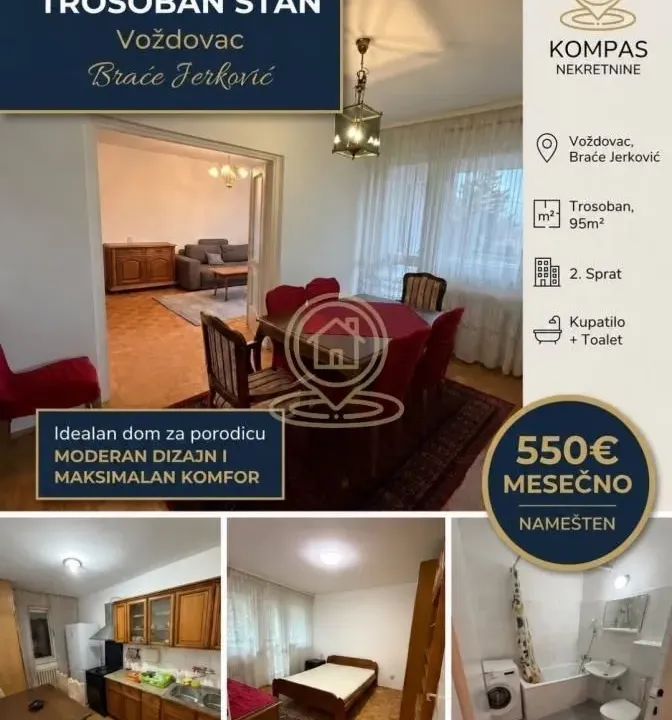 Rent, three bedroom apartment, 95m², Brace Jerković, Voždovac Sve Podlokacije