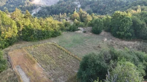 Pogled iz vazduha na zemljište i zelenu površinu okruženu šumom. - image 7