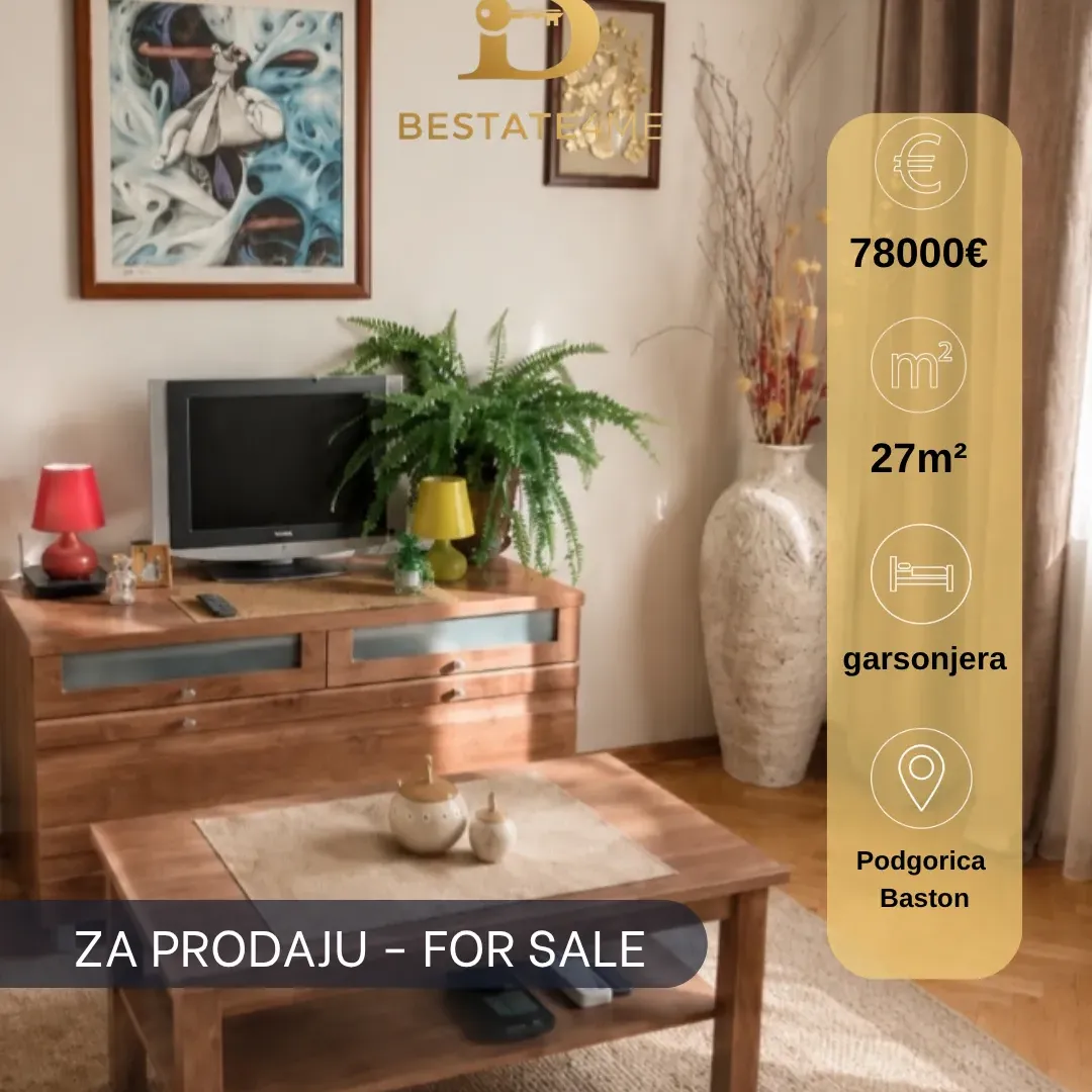Prodaja, garsonjera, 27m², Baston, Podgorica