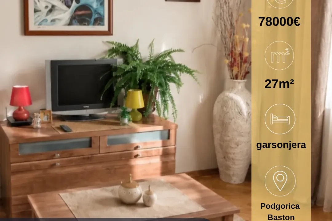 Sale, studio apartment, 27m², Baston, Podgorica