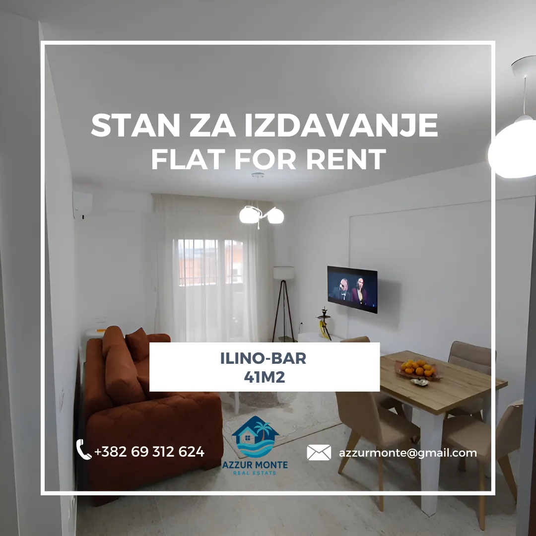 Izdavanje, jednosoban stan, 41m², Ilino, Bar