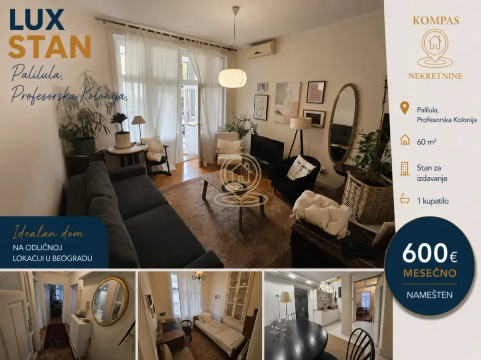 Rent, two bedroom apartment, 60m², Profesorska Kolonija, Palilula Sve Podlokacije