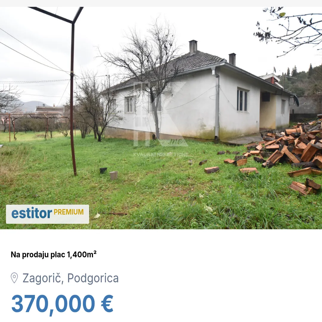 Sale, land lot, 1400m², Zagorič, Podgorica