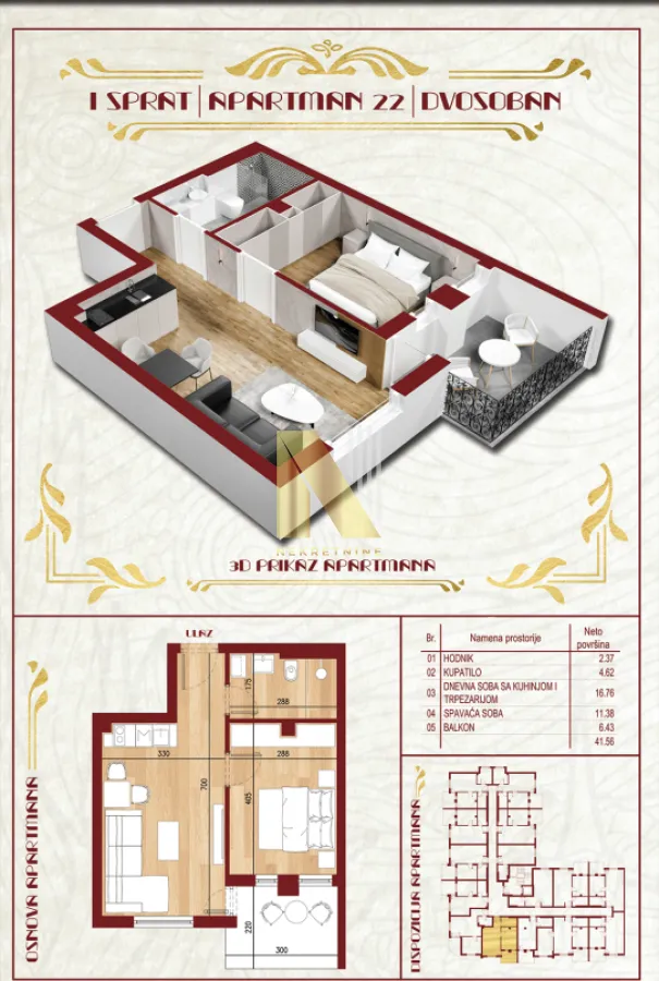 Prodaja, dvosoban stan, 41m², Subotica, Srbija