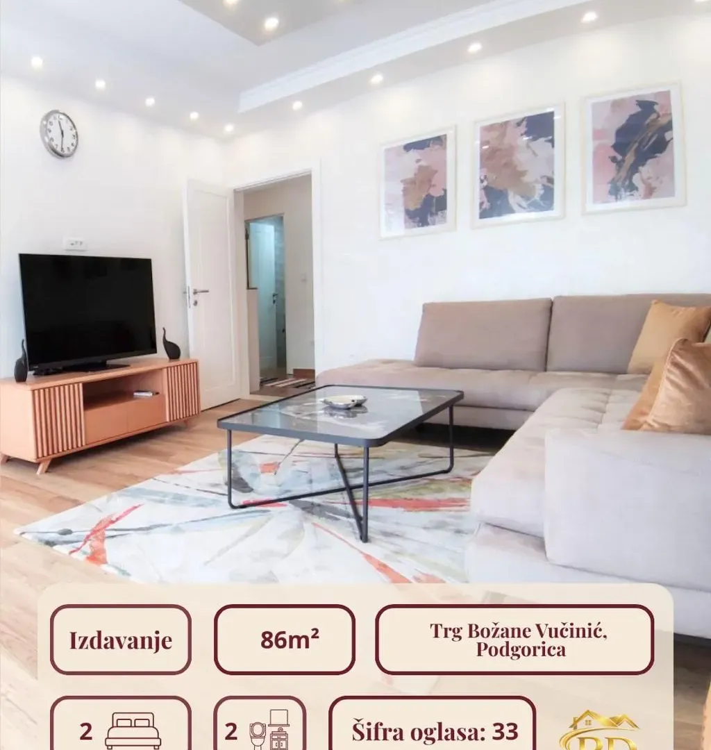 Rent, two bedroom apartment, 86m², Centar, Podgorica