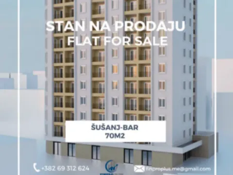 Prodaja, dvosoban stan, 70m2, Šušanj, Bar