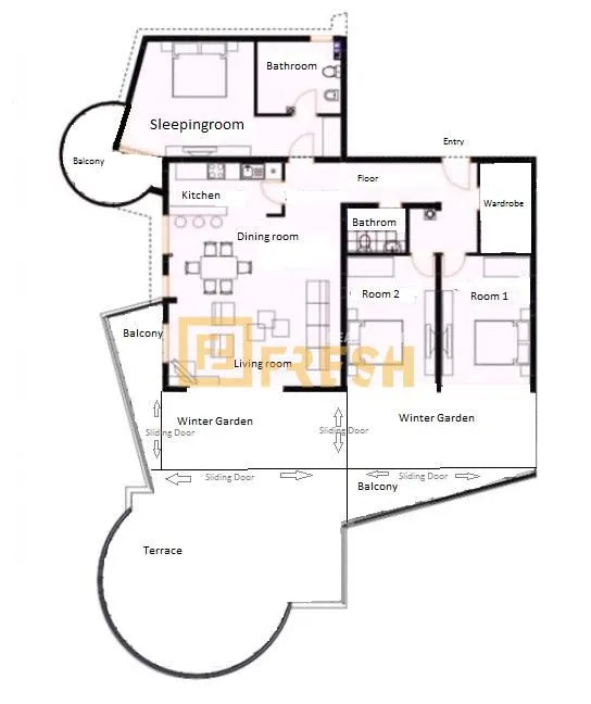 Sale, three bedroom apartment, 241m², Dobre Vode, Bar