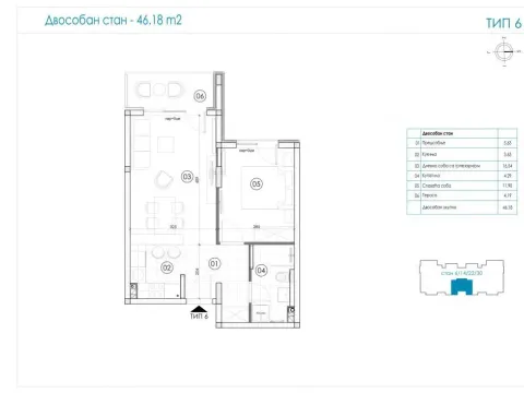 Prodaja, dvosoban stan, 46m², Ledine, Beograd - image 4