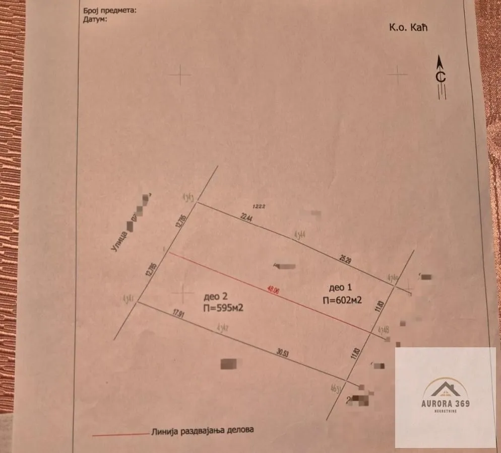 Prodaja, plac, 595m², Kać, Novi Sad Sve Podlokacije