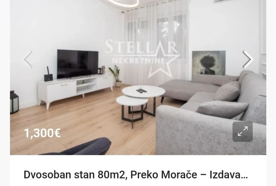Rent, two bedroom apartment, 80m², Preko Morače, Podgorica