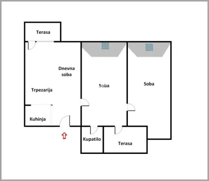 Osnova crteža stana sa rasporedom prostorija. - image 8