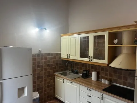 Manja kuhinja sa bijelim elementima, sudoperom i aparatima. - image 5