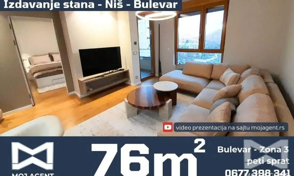 Izdavanje, trosoban stan, 76m², Niš, Srbija