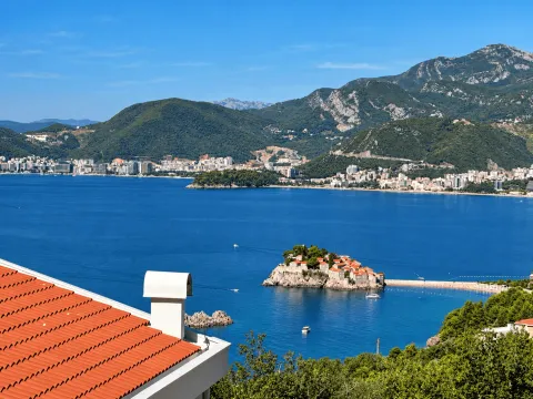 View from the terrace overlooking Sveti Stefan and the coastline. - image 6