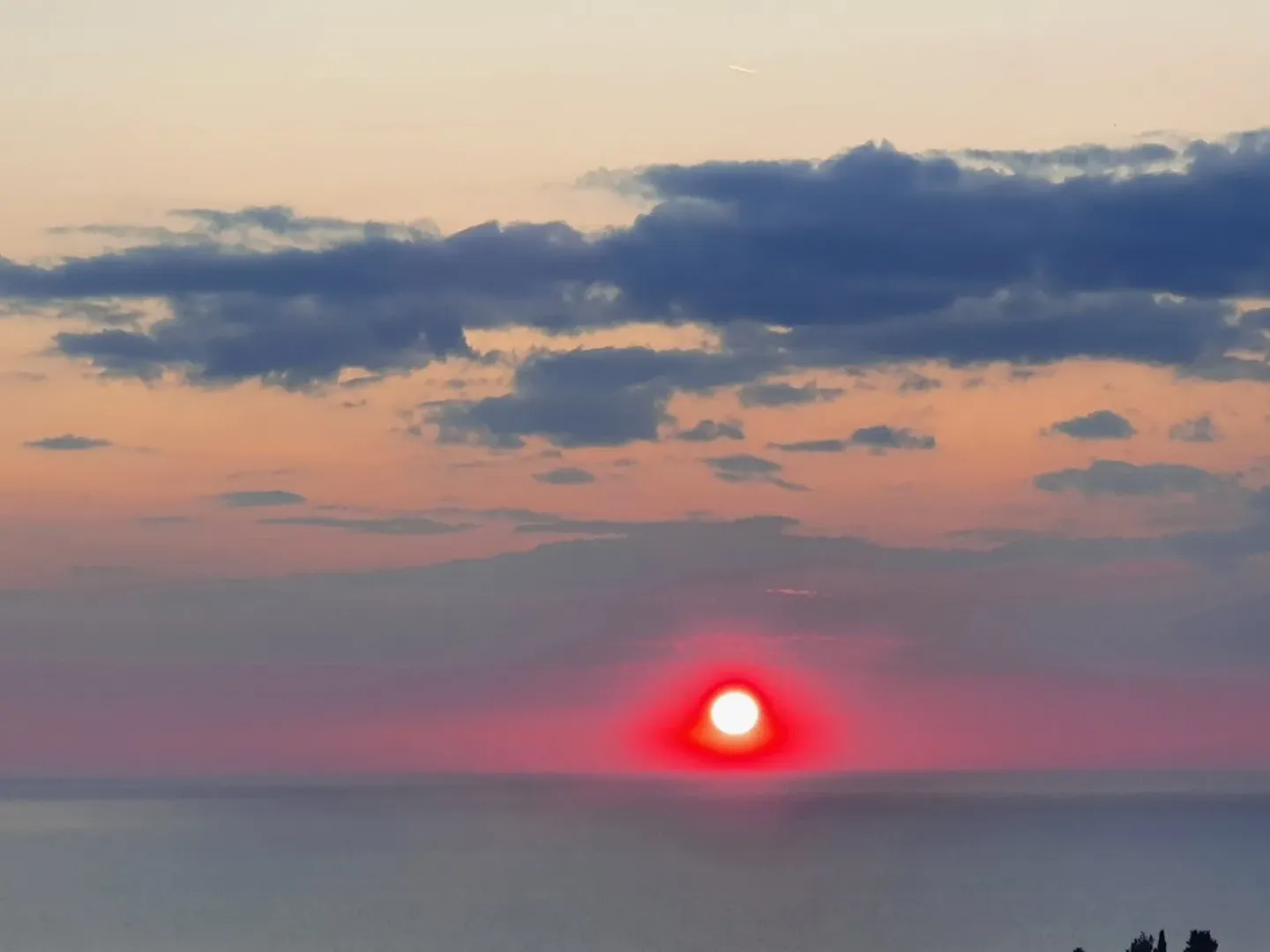 View of the sunset over the sea.