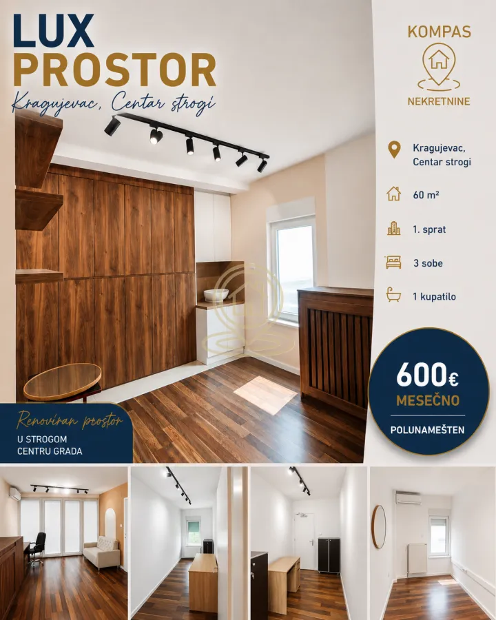 Rent, office space, 60m², Centar, Kragujevac