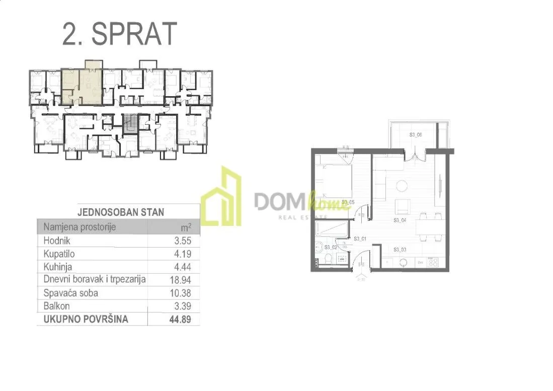 Prodaja, jednosoban stan, 45m², Tološi, Podgorica