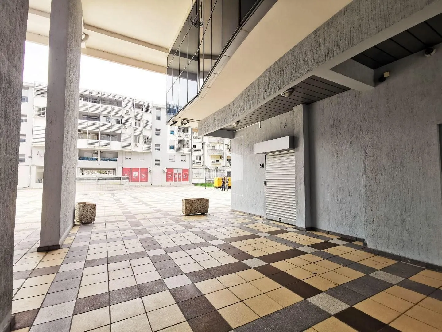 Tiled entrance to a commercial space.