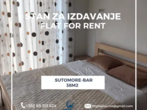 Izdavanje, garsonjera, 38m², Sutomore, Bar