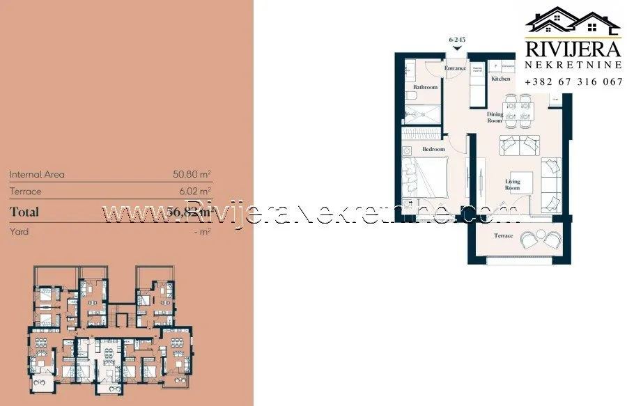 Prodaja, jednosoban stan, 56m², Luštica, Herceg Novi