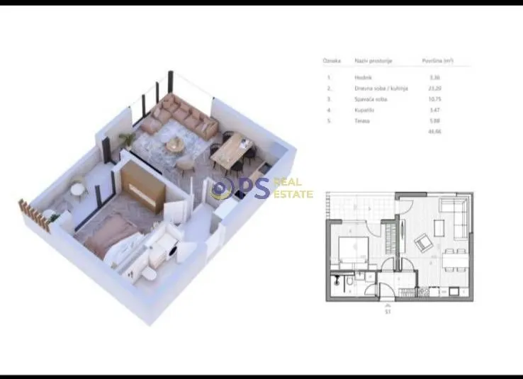 Prodaja, jednosoban stan, 45m², Tivat, Crna Gora