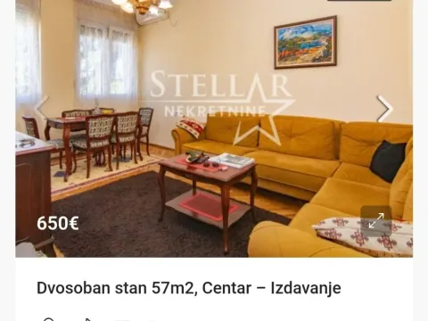 Izdavanje, dvosoban stan, 57m², Centar, Podgorica - image 1