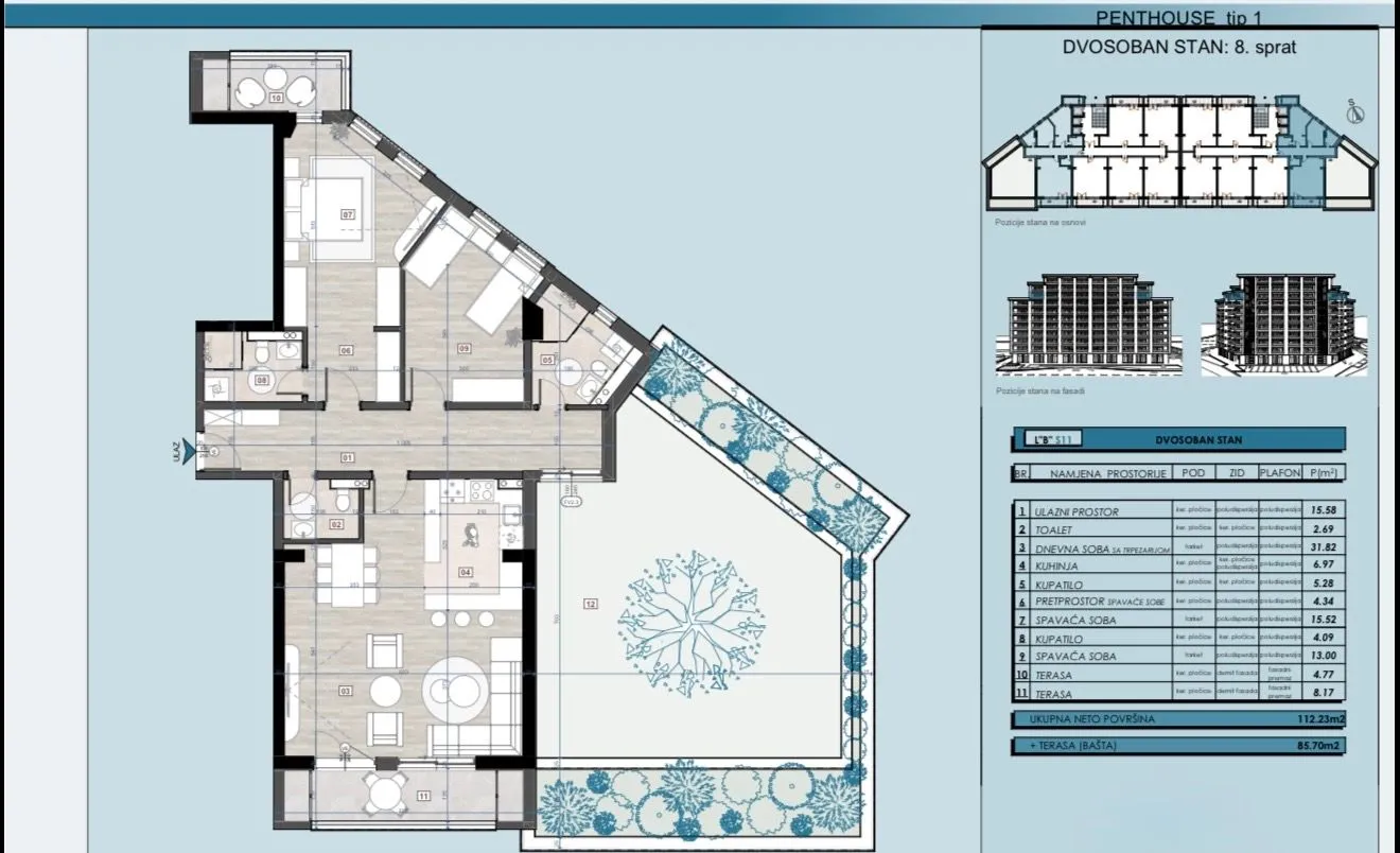 Sale, one bedroom apartment, 42m², Centar, Bar