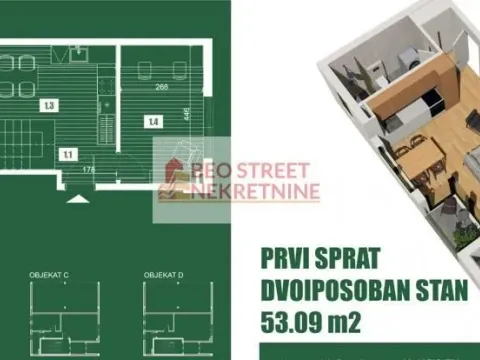 Sale, two bedroom apartment, 47m², Borča 1, Borča Sve Podlokacije - image 6