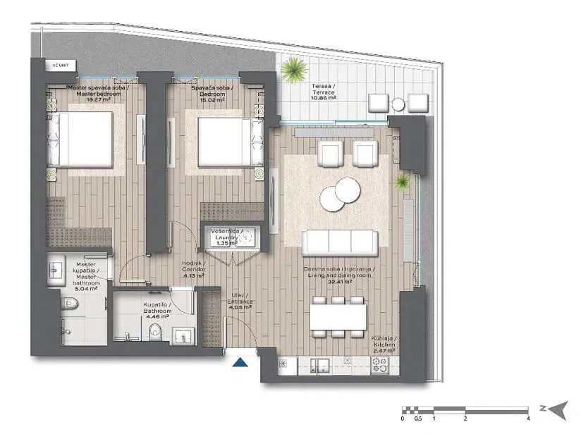 Sale, three bedroom apartment, 98m², Beograd Na Vodi, Beograd