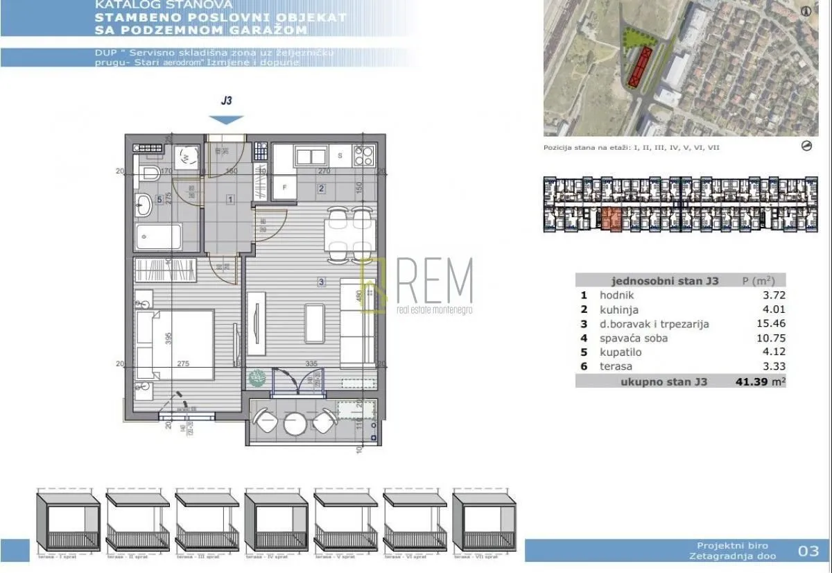 Prodaja, jednosoban stan, 41m², Stari Aerodrom, Podgorica