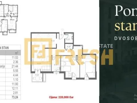 Sale, two bedroom apartment, 73m², Tološi, Podgorica - image 13