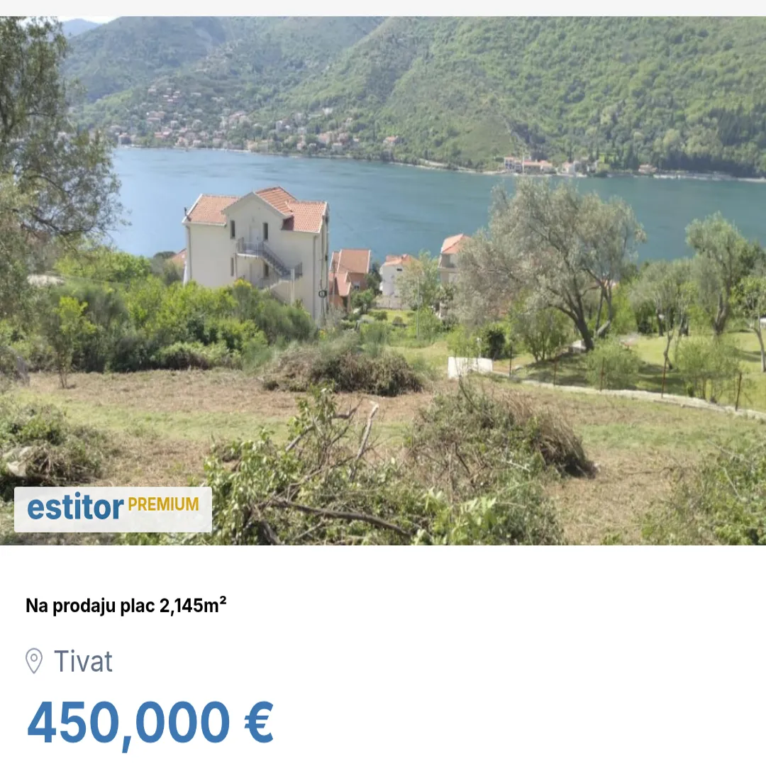 Sale, land lot, 2145m², Tivat, Crna Gora
