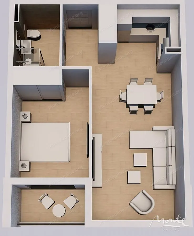 Prodaja, jednosoban stan, 47m², Kavač, Kotor