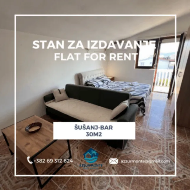 Rent, studio apartment, 30m², Šušanj, Bar