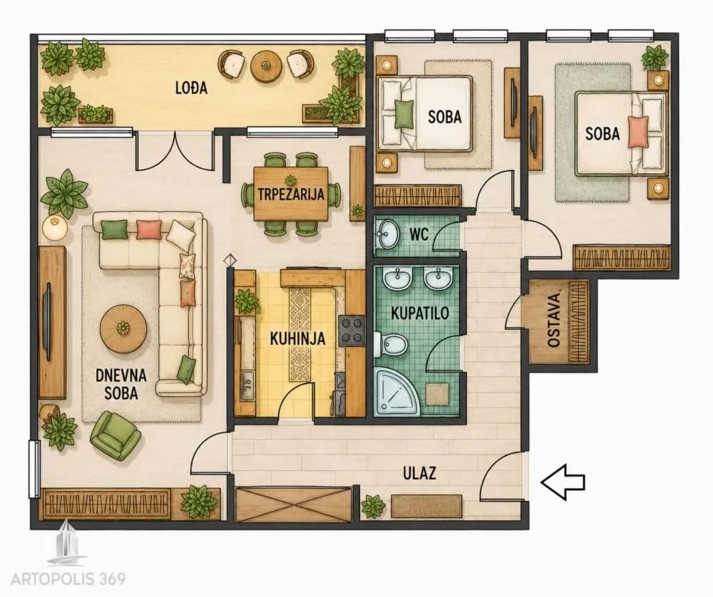 Sale, three bedroom apartment, 76m², Novi Beograd Blok 71, Novi Beograd Sve Podlokacije