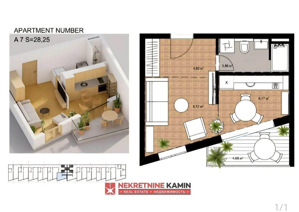 Prodaja, jednosoban stan, 28m², Bečići, Budva