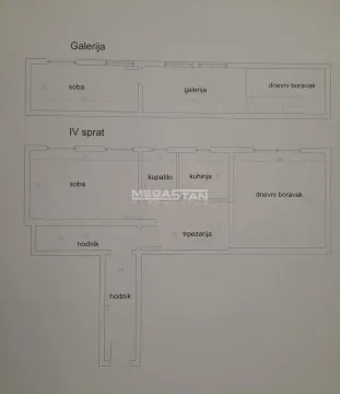 Floor plan of the apartment showing the layout of rooms on two levels. - image 2