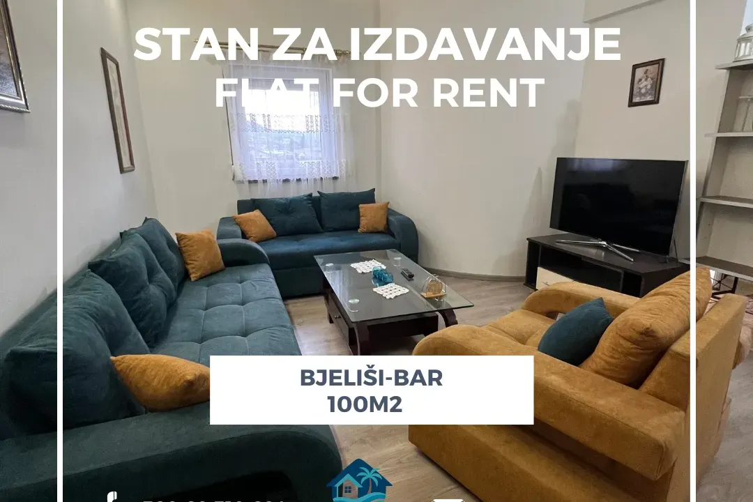 Izdavanje, dvosoban stan, 100m², Bjeliši, Bar