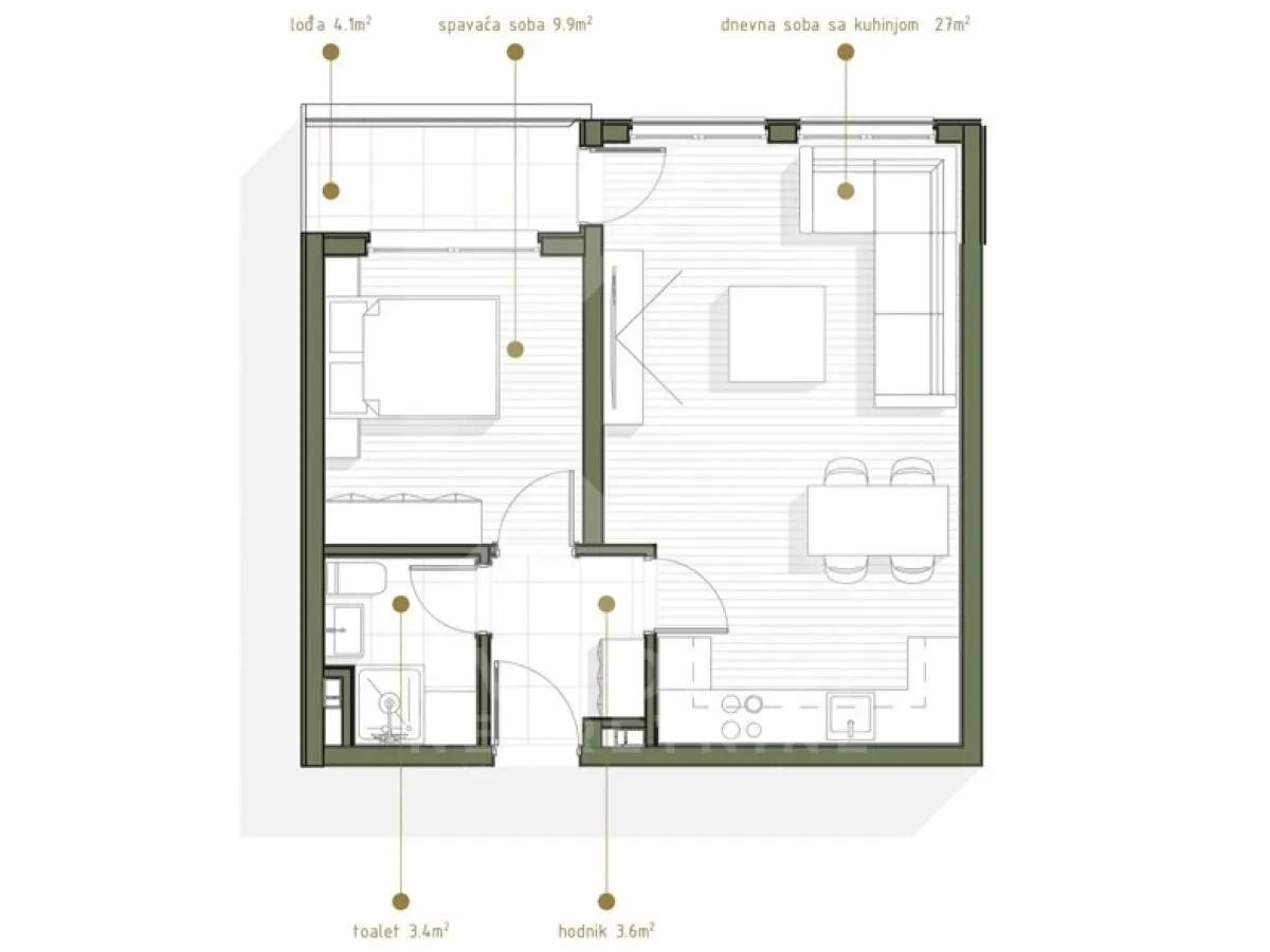 Prodaja, jednosoban stan, 48m², Zabjelo, Podgorica