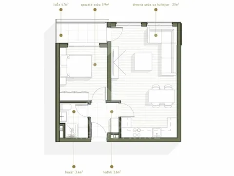 Prodaja, jednosoban stan, 48m², Zabjelo, Podgorica - image 7